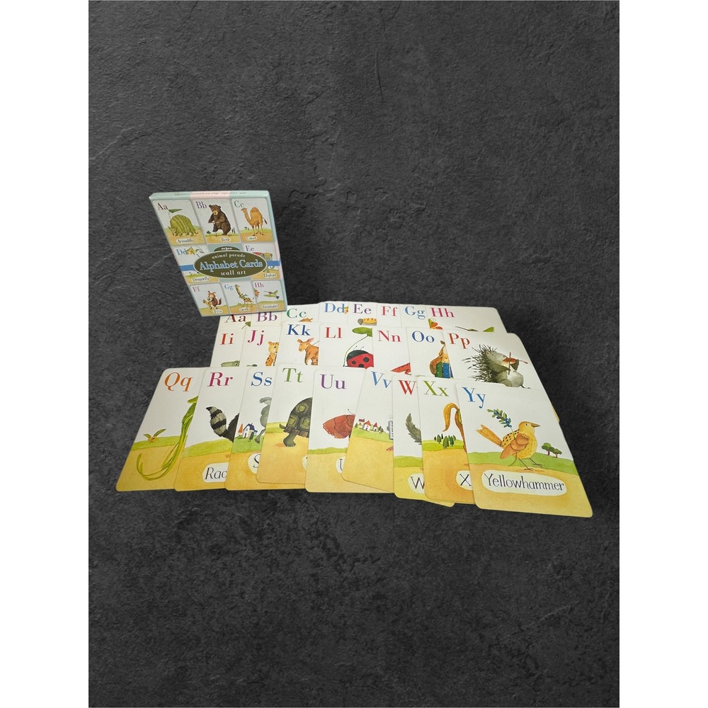 eeBoo Animal Parade Alphabet Cards Kids 8x10 Multicolor 24 Cards Missing M Z Art
